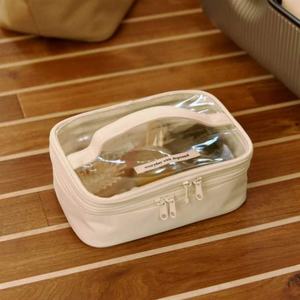 Trousse de toilette portable en PVC Sacs à cosmétiques en PU Trousse de maquillage étanche avec logo personnalisé en relief pour femmes hommes Voyage Plage - Product Image 2