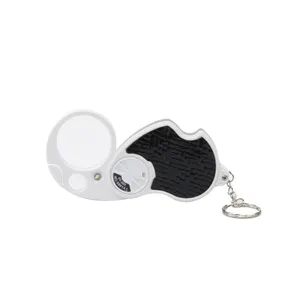 Folding Magnifying Glass NO.6901A Pocket Keychain Double Lens Folding Magnifying Glass With LED Light