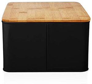 Contenitore per Pane con Coperchio <span class=keywords><strong>in</strong></span> Bambù, Organizzatore da Cucina, Cestino <span class=keywords><strong>Portapane</strong></span> con Taglierina <span class=keywords><strong>in</strong></span> Bambù, Scatola <span class=keywords><strong>in</strong></span> Metallo Premium - Product Image 4