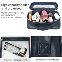 Sac de maquillage personnalisé ODM avec logo, trousse de toilette transparente en PVC, pochette de voyage cosmétique imperméable avec fermeture éclair, rangement portable pour cosmétiques