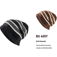 Bonnet en acrylique Jacquard en gros Chapeau d'hiver brodé en 3D avec rayure élastique Design à la mode Casquette chaude d'automne et d'hiver