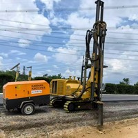 Pile driver solaire 75/91KW | Foreuse hydraulique sur chenilles 3-en-1 pour pieux photovoltaïques et forage DTH