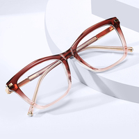 Lunettes de vue anti-lumière bleue géométriques pour femmes MS 83639, monture métallique élégante et soignée, branches métalliques tendance.