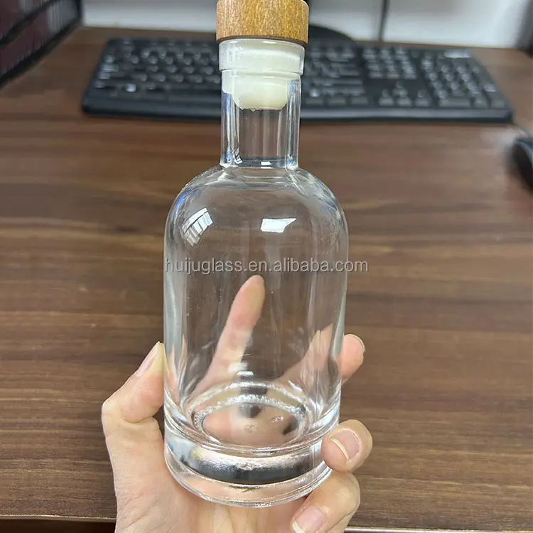 Clear Liquor Bottles, 100ml Heavy Base Glass Bottles with T-Top Cap, Vodka Bottles for Wine Oil Vinegar with Cork Stopper