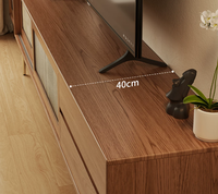 Meuble TV en bois massif, ton noyer, style vintage français du milieu du siècle, unité de rangement sur piétement pour petit salon, mobilier de maison DSG040