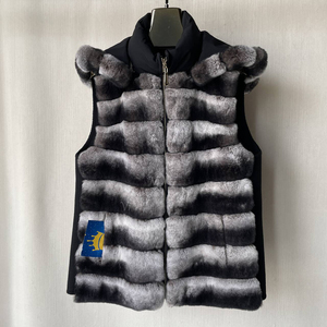 <span class=keywords><strong>Gilet</strong></span> en <span class=keywords><strong>fourrure</strong></span> de <span class=keywords><strong>lapin</strong></span> Rex véritable et cachemire, chaud et luxueux, avec capuche, pour l'hiver, ViVi7 - Product Image 2