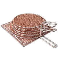 Grille de barbecue coréenne professionnelle en cuivre tressée à la main avec poignée en acier inoxydable en U pour rôtir au charbon de bois