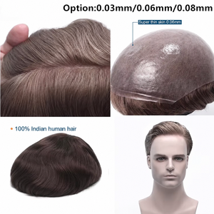 Nouveau système de remplacement capillaire invisible pour hommes New Times HS1V 0,06 mm, toupée ultra-fine à boucles en V - Product Image 2
