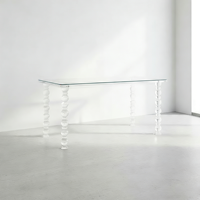 Table de salle à manger rectangulaire de luxe pour 6 personnes, en verre et acrylique, faite à la main, style nordique moderne, assemblée pour mariages