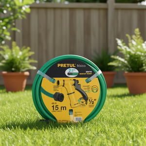 Tuyau d'arrosage de jardin Pretul 15 m avec pistolet de pulvérisation PIM-4P, motifs de pulvérisation variables, construction en plastique, diamètre 1/2 pouce, extérieur U - Product Image 3