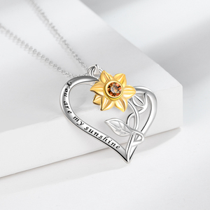 Collar con Colgante de Corazón de Girasol "You Are <span class=keywords><strong>My</strong></span> Sunshine", Joyería para Mujer, Regalo Romántico para Ella - Product Image 2