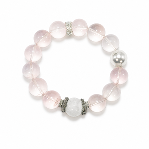 Bracelet en quartz rose et pierre de lune, perles de pierres naturelles 8 mm, bijoux de guérison des chakras, vente en gros pour femmes - Product Image 1