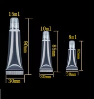 Vente en gros de tubes transparents pour gloss à lèvres de 10 ml et 15 ml, contenants mignons pour baume à lèvres repulpant, étiquette privée, emballage de gloss à lèvres aux fruits à presser