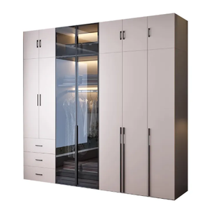 סגנון יוקרה להתאמה אישית סגנון המשפחה מלתחה עיצוב מודרני זכוכית דלת חדר שינה - Product Image 6