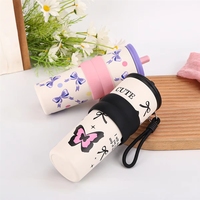 Gobelet isotherme Kawaii motif dessin animé 710 ml en acier inoxydable 304, avec manchon en silicone sans BPA, couvercle anti-fuite avec paille, logo personnalisé et sangle de transport