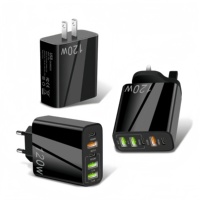 Adaptor Daya Pengisian Cepat 120W QC3.0 PD3.1 dengan 3PD+2USB Multi-Port untuk Laptop, Ponsel, dan Perangkat Android 15, dengan Colokan US/EU/UK