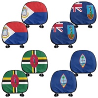 Housse de coussin d'appui-tête de voiture avec drapeau national, 2 pièces, amovible et lavable, pour protection de l'appui-tête de voiture