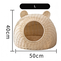 Lit pour chat en osier en forme d'oreille, très populaire, pour chats d'intérieur, nid respirant tressé à la main pour le repos estival