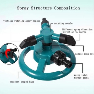 Aspersor Rotatorio de 360 Grados con Base de 3 Brazos, Dirección de Rociado Ajustable, Conector Rápido de 1/2'', Aspersor para Jardín, Patio y Césped - Product Image 3