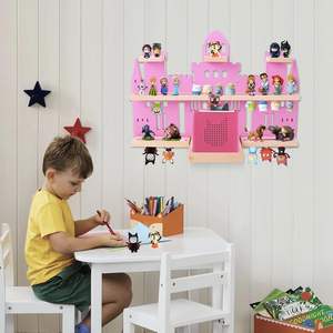 Figurines Tonie roses murales en forme de château personnalisées FSC, étagères flottantes magnétiques en bois, vente en gros - Product Image 3