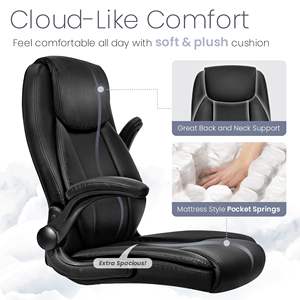 <span class=keywords><strong>Fauteuil</strong></span> de bureau en PU économique, rembourré et confortable pour toute la journée, multifonctionnel, noir intégral, idéal pour la maison ou le bureau. - Product Image 4