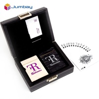 Cartes de jeu Double niveau, cartes imprimées avec emballage en cuir noir, exquis avec serrure pour Cassette, 20 pièces