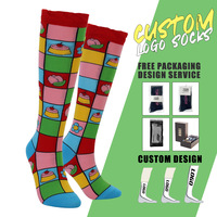 Chaussettes de football personnalisées en jacquard, hauteur genou, avec emballage personnalisé, design graphique, chaussettes de sport à compression