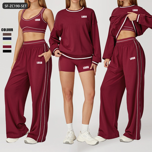 Set Felpa con Cappuccio Bicolore da <span class=keywords><strong>Donna</strong></span> con LOGO Personalizzabile, <span class=keywords><strong>Tuta</strong></span> in Pile OEM/ODM con Stampa Logo per Moda Street - Product Image 1