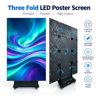 Écran d'affichage LED pliable à trois volets pour économie d'énergie P1.86, panneau publicitaire numérique d'intérieur