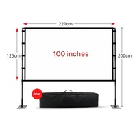 Écran de projection portable pour projecteur extérieur, pliable rapidement, avant et arrière, 84, 100, 120 pouces, 16:9, 4:3