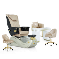 Kangmei - Vente en gros - Nouveau mobilier professionnel pour salon de manucure - Ensemble de fauteuils de pédicure de luxe marron avec spa pour les pieds sans tuyauterie et massage