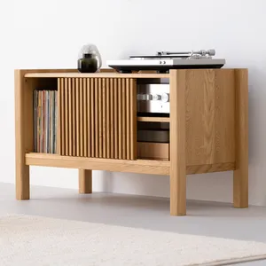 Mesa auxiliar minimalista moderna para sala de estar, soporte para TV, armario de almacenamiento, mesa de almacenamiento para discos de vinilo