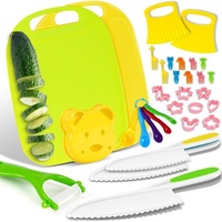 Petits ustensiles de cuisine, ensemble de 19 pièces en plastique, couteaux pour enfants, planche à découper, grattoir à gâteau, ensemble de pâtisserie