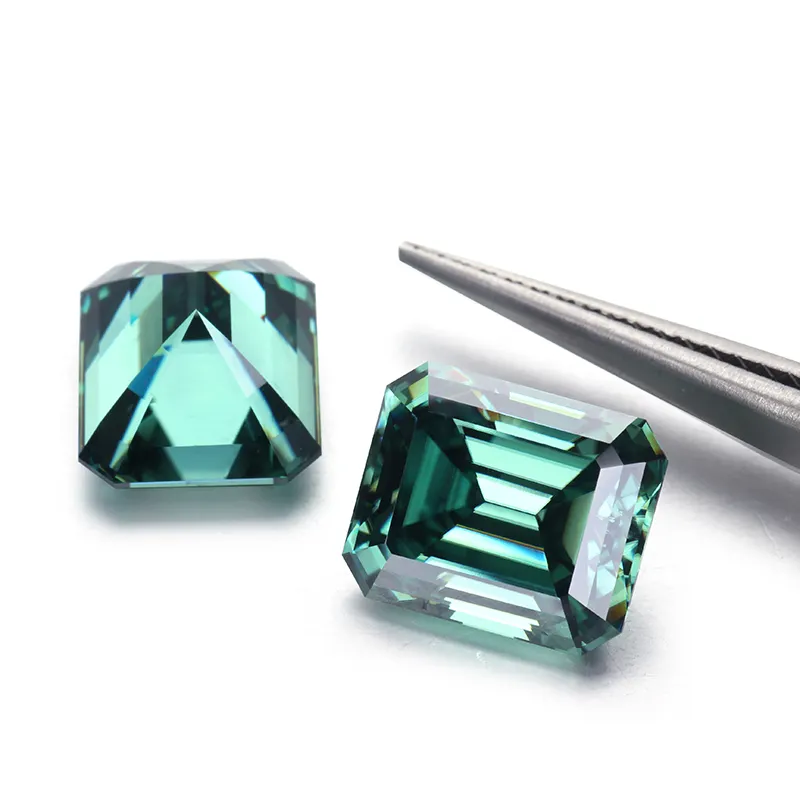 Jinying gems brilhante corte verde moissanite, diamante vvs1 esmeralda corte solto moissanite pedras para fabricação de jóias