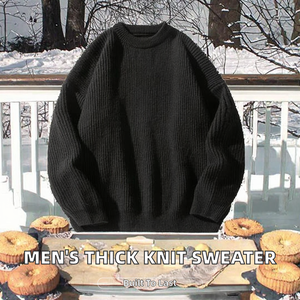 Pull en laine/cachemire de haute qualité pour homme, col rond, hiver, standard, aiguille, couleur unie, tricoté, anti-boulochage, logo frontal, 320g - Product Image 2