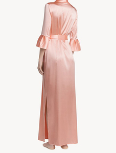 Saten ipek Maxi <span class=keywords><strong>Robe</strong></span> pembe v yaka yarım kollu <span class=keywords><strong>Robe</strong></span> ipeksi High End pijama