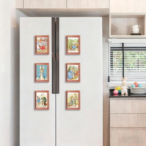 Mini Aimants de Réfrigérateur en Bois, Multi-Styles, Imprimés Artistiques Classiques et Vintage, Décoration Murale pour Cuisine et Maison, Ornements Cadeaux de Fêtes - Product Image 2