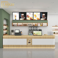 Vitrine à café en bois et verre avec éclairage LED minimaliste professionnel pour usage commercial dans les magasins de desserts