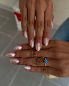 <span class=keywords><strong>Uñas</strong></span> Postizas Hechas a Mano con Polvo Mágico Aurora y Diseño de Puntos, Cobertura Completa, 10 Piezas - Product Image 1