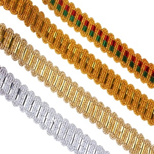 Ruban décoratif en dentelle métallique or et argent, perlé et pailleté, écologique, fait main, pour vêtements, costumes, robes, chapeaux et textiles DIY - Product Image 3