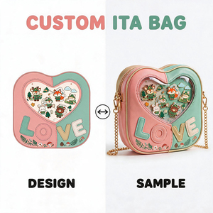 Sac à bandoulière Ita personnalisé en forme de cœur avec fenêtre transparente, sac à chaîne pour collection de badges Comic Con - Product Image 3