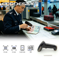 Lector de escáner de código de barras QR 2D de mano inalámbrico, lector de pasaporte Mrz Ocr de código 2D, inalámbrico, de mano, a la venta, a la vez
