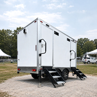 Remorque toilettes portables 2 postes, conforme DOT, avec salle de bain de luxe et éclairage LED pour événements extérieurs