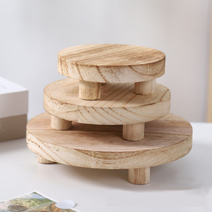 Solid Wood Round Three Layer Display Shelf For Bathroom <b>Vanity</b> Ornaments - Product Image 1