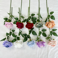 Petites roses artificielles en velours à branche unique, nouveau style, pour bouquets de mariée, décorations de mariage à domicile, fleurs artificielles prêtes à être expédiées