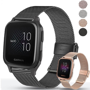 Correa de Reloj de Acero Inoxidable de Lujo Milanesa de Liberación Rápida de 20 mm para <span class=keywords><strong>Garmin</strong></span> Venu Sq 2 Plus <span class=keywords><strong>Forerunner</strong></span> 245 <span class=keywords><strong>645</strong></span> <span class=keywords><strong>Music</strong></span> Vivoactive 3 - Product Image 1