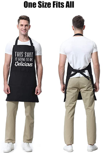 <strong>Funny</strong> Black Chef <strong>Aprons</strong> for <strong>Men</strong> Women with 3 Pockets Kitchen Cooking <strong>Apron</strong> Waterpoof <strong>Apron</strong> - Product Image 5