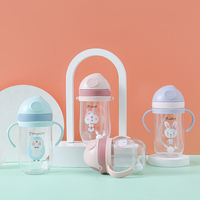 Bouteille d'eau personnalisée 2025 de 300/400 ml, motif dessin animé, avec paille intégrée, sûre pour les enfants, écologique, mignonne, avec sangle d'épaule