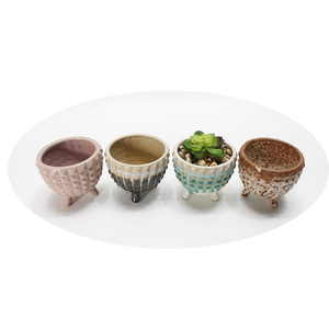 Style américain antique <span class=keywords><strong>trois</strong></span> pieds jardinière en céramique pot de fleur avec succulentes artificielles - Product Image 1