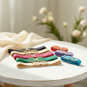 Cinturón Elástico de PP con Hebilla Doble C de Metal de 5 cm de Ancho, Marca Angelina, para Mujer, Estilo Casual - Product Image 4